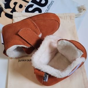 Brown Leather Baby Toddler Girl Boy Boots Shoes